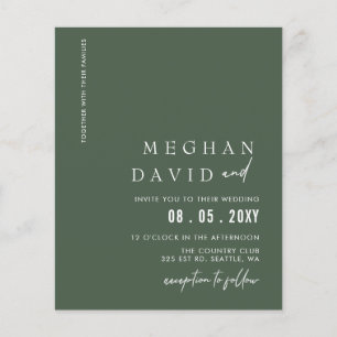 Papier Budget vert Faire-part de mariage moderne