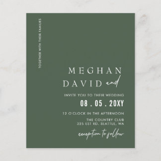 Papier Budget vert Faire-part de mariage moderne