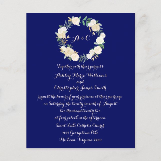 Papier Budget Vert Faire-part de mariage Or Botanique (Devant)