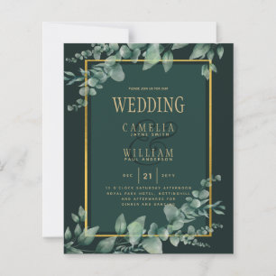 Papier BUDGET Vert Faire-part de mariage QR CODE RQR RSVP