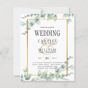 Papier BUDGET Vert Faire-part de mariage QR CODE RQR RSVP