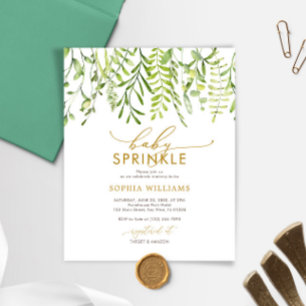Papier Budget Vert Floral Baby Sprinkle Invitation