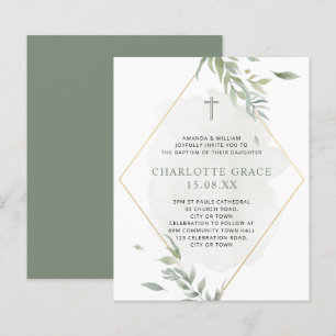 Papier Budget Vert & Or Aquarelle Fonderie Baptême