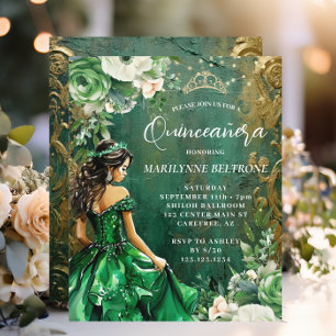 Papier Budget Vert or Floral Princesse Quinceañera
