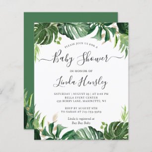 Papier Budget vert Tropical Baby Shower Invitations