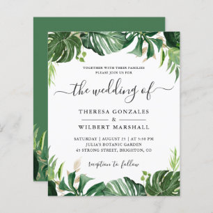 Papier Budget vert Tropical Palm Leaf Mariage Invite