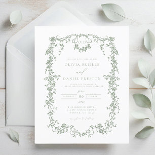 Papier Budget Victorian Sage Green Faire-part de mariage