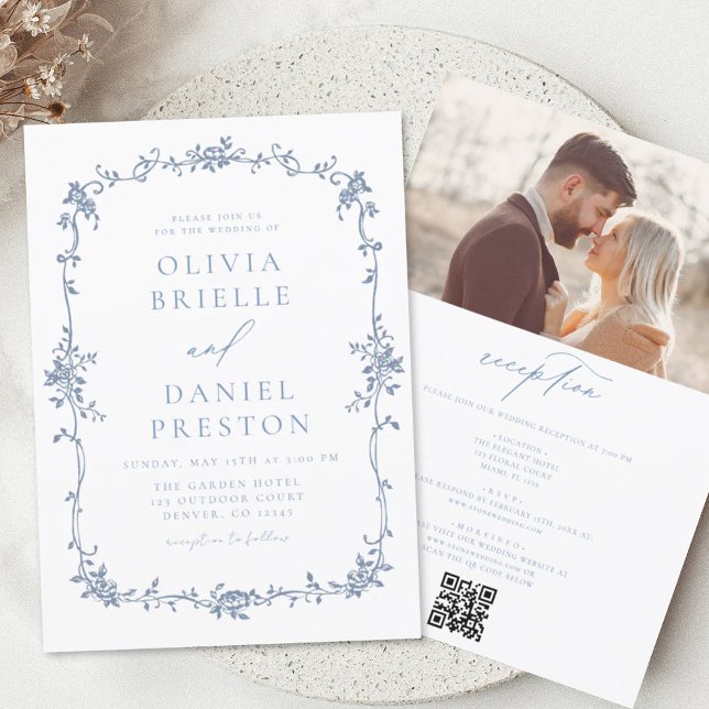 Papier Budget Victorien Français Photo QR Code Mariage (Créateur téléchargé)