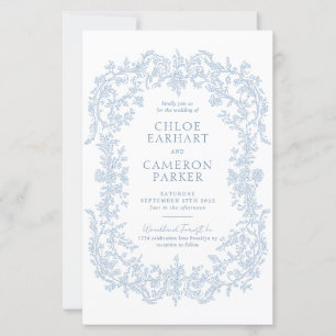 Papier BUDGET Vintage Bleu Baroque Ligne Mariage d'art