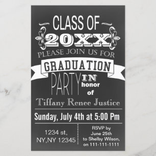 Papier Budget Vintage Chalk Graduation partie Invitation
