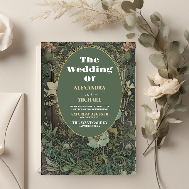 Papier Budget Vintage Floral Art Nouveau Mariage (Créateur téléchargé)