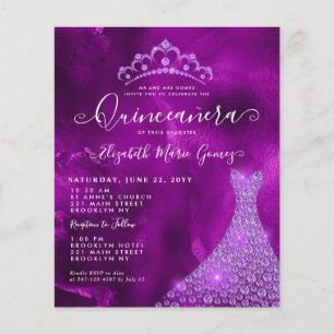 Papier Budget Violet Violet Diamant Tiara Quinceanera