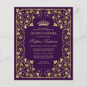 Papier Budget Violet Violet Floral Or Tiara Quinceanera