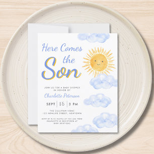 Papier Budget Voici Le Fils Garçon Invitation Baby shower