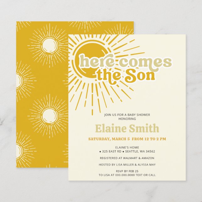 Papier Budget Voici le fils retro garçon baby shower (Devant / Derrière)