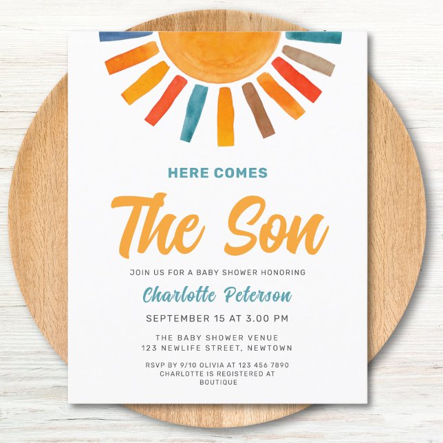 Papier Budget voici l'invitation du Baby shower Fils (Créateur téléchargé)