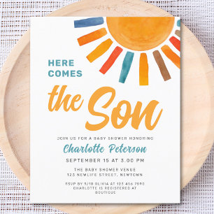 Papier Budget voici l'Invitation du Baby shower Son Sun