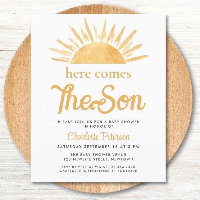 Papier Budget Voici L'Invitation Du Fils Baby shower (Créateur téléchargé)