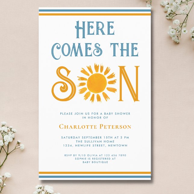 Papier Budget Voici L'Invitation Du Fils Baby shower (Créateur téléchargé)