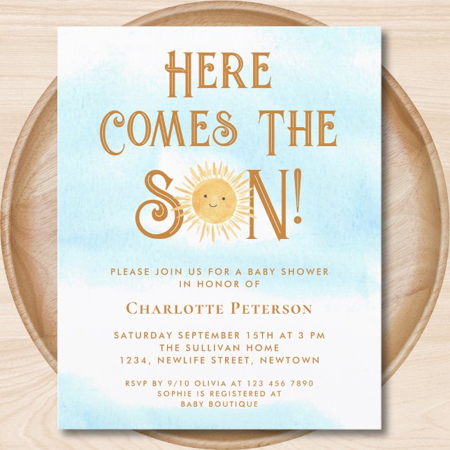 Papier Budget Voici L'Invitation Du Fils Baby shower (Créateur téléchargé)