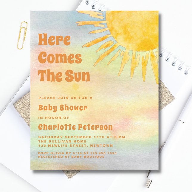 Papier Budget Voici L'Invitation Sun Baby shower (Créateur téléchargé)
