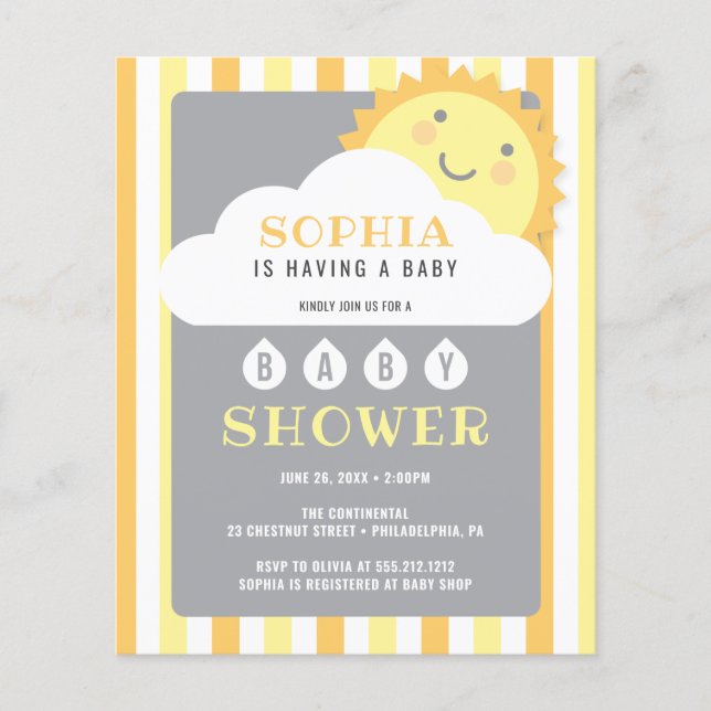 Papier Budget Vous Êtes Mon Baby shower Sunshine Invitati (Devant)