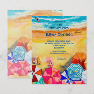 Papier Budget Watercolor Beach Anniversaire Fête Invitati
