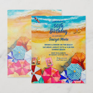 Papier Budget Watercolor Beach Anniversaire Fête Invitati