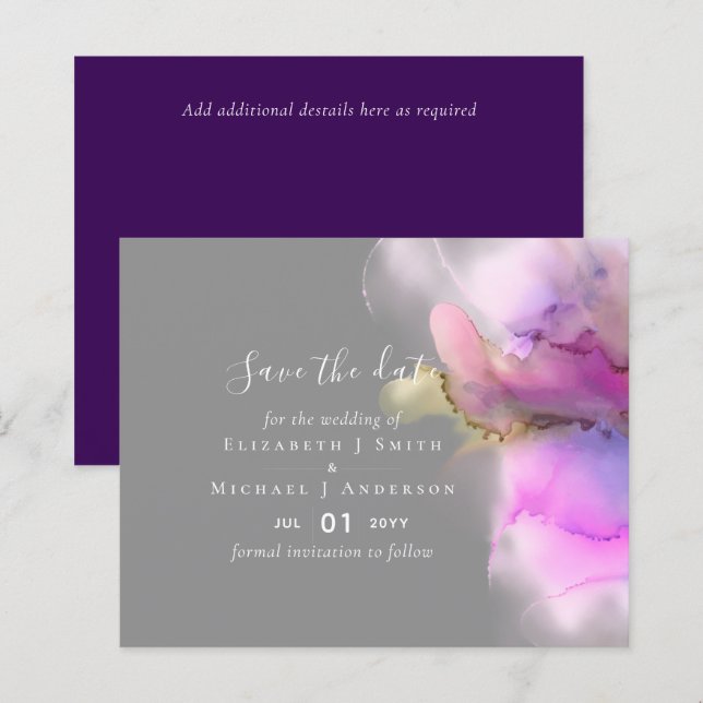 Papier Budget Watercolor Wedding Abstract Save Dates (Devant / Derrière)