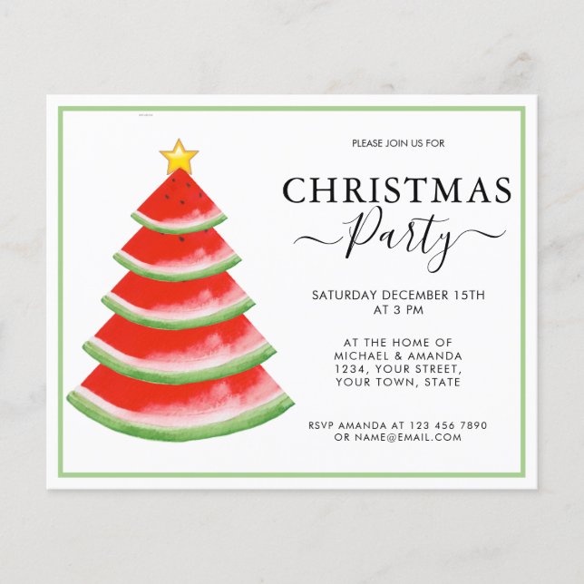 Papier Budget Watermelon Fête de Noël Invitation (Devant)