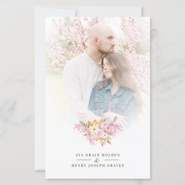 Papier Budget Wedding Pink Flowers & Branches Bouquet (Devant)