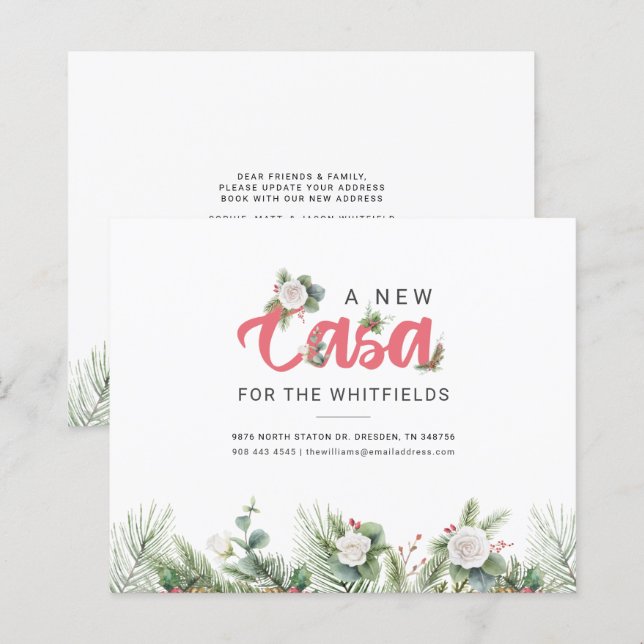 Papier Budget Weight Moved Floral Berry Moving Faire-part (Devant / Derrière)