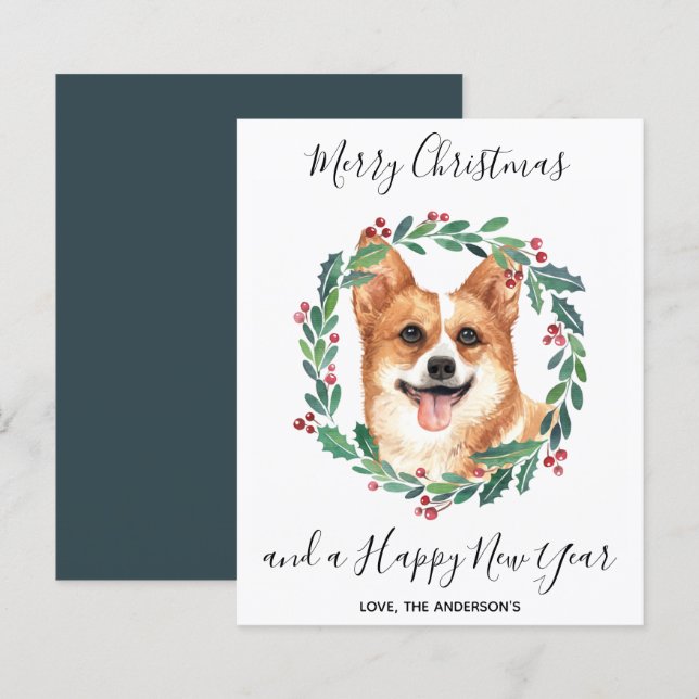 Papier Budget Welsh Corgi Chien Merry Christmas Card (Devant / Derrière)