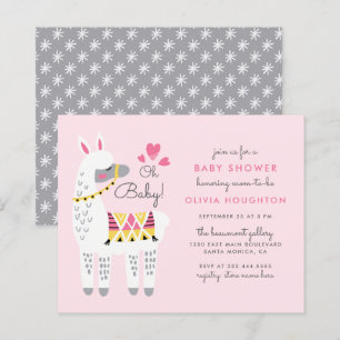 Papier Budget Whimsstel Pastel Rose Llama Oh Baby shower