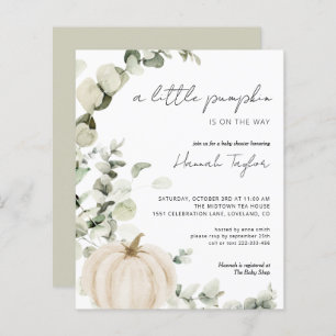 Papier Budget White Citrouille Automne Baby shower Invita