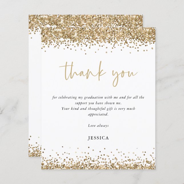 Papier Budget White Gold Parties scintillant 2024 Graduat (Devant / Derrière)