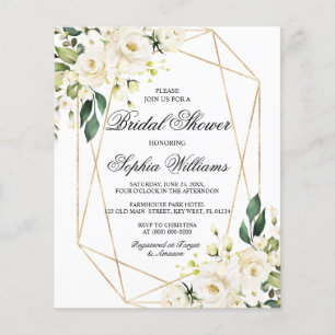Papier Budget White Rose & Green Bridal Shower Invitation