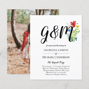 Papier Budget Wild Flower Typographie photo Mariage INVIT