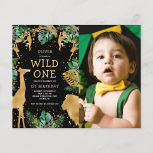 Papier Budget Wild One Photo Vert Or Noir Anniversaire