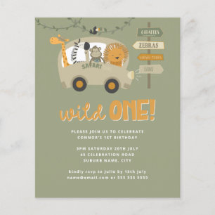 Papier Budget Wild One Safari Animaux 1er Anniversaire Ve