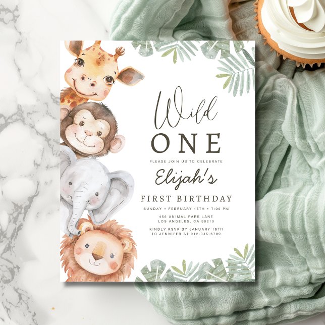 Papier Budget Wild One Safari Boy's 1st Birthday Invitati (Créateur téléchargé)