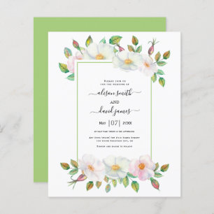 Papier BUDGET Wild rose vert faire-part de mariage