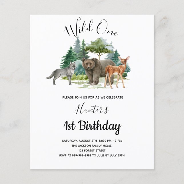 Papier Budget Wild Un anniversaire animaux de la forêt bo (Devant)