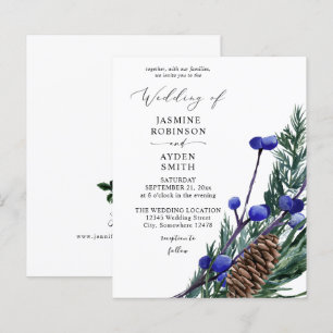 Papier Budget Winter Blue Berries & Pine Greenery Mariage