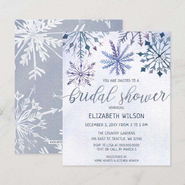 Papier Budget Winter Wonderland Bridal Show Invitation (Devant / Derrière)