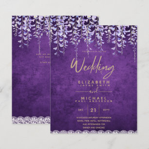 Papier BUDGET Wisteria Purple Floral Lace Mariage INVITE