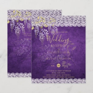 Papier BUDGET Wisteria Purple Floral Lace Mariage INVITE