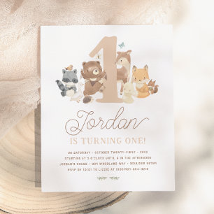 Papier Budget Woodland Animaux Première fête d'anniversai