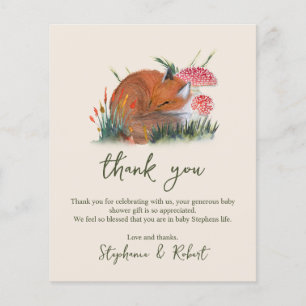 Papier Budget Woodland Sleepy Fox Baby shower Merci