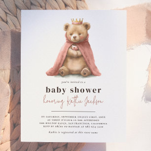 Papier Budgetaire Ours en Peluche Princesse Fille Baby Sh